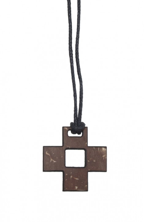 Anhänger: Quadro-Kreuz (Kokosschale)