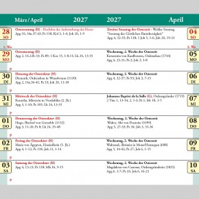 Liturgischer Kalender 2027