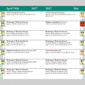 Liturgischer Kalender 2027