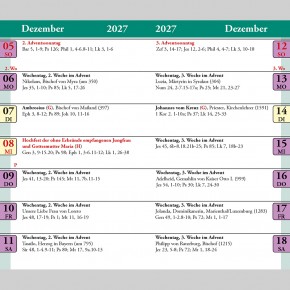Liturgischer Kalender 2027